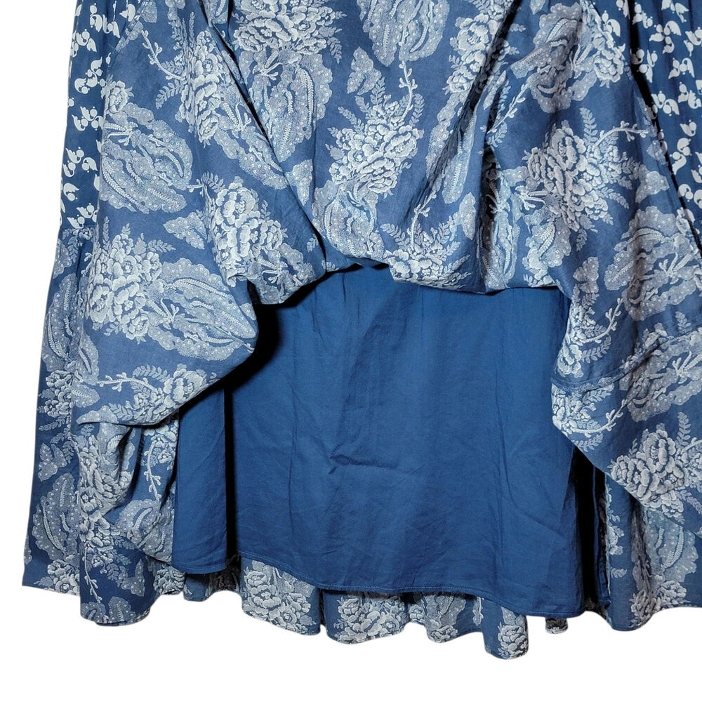 Ralph Lauren Floral Cotton Tiered Ruffle Hem Maxi Skirt Blue White 16 Romantic - Picture 7 of 14